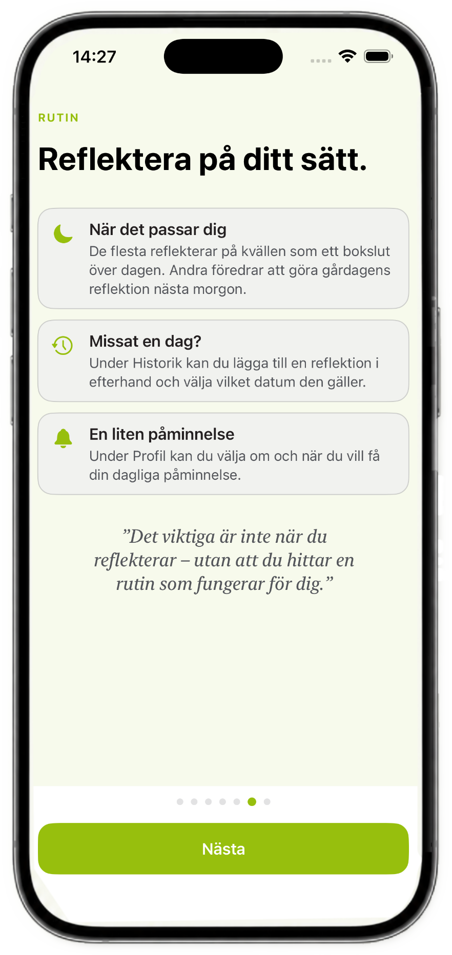 MT Reflektion – inställningar för reflektionsrutin